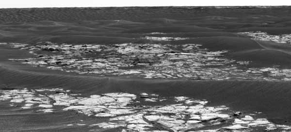 Opportunity - Erebus on the horizon. Image credit NASA/JPL.